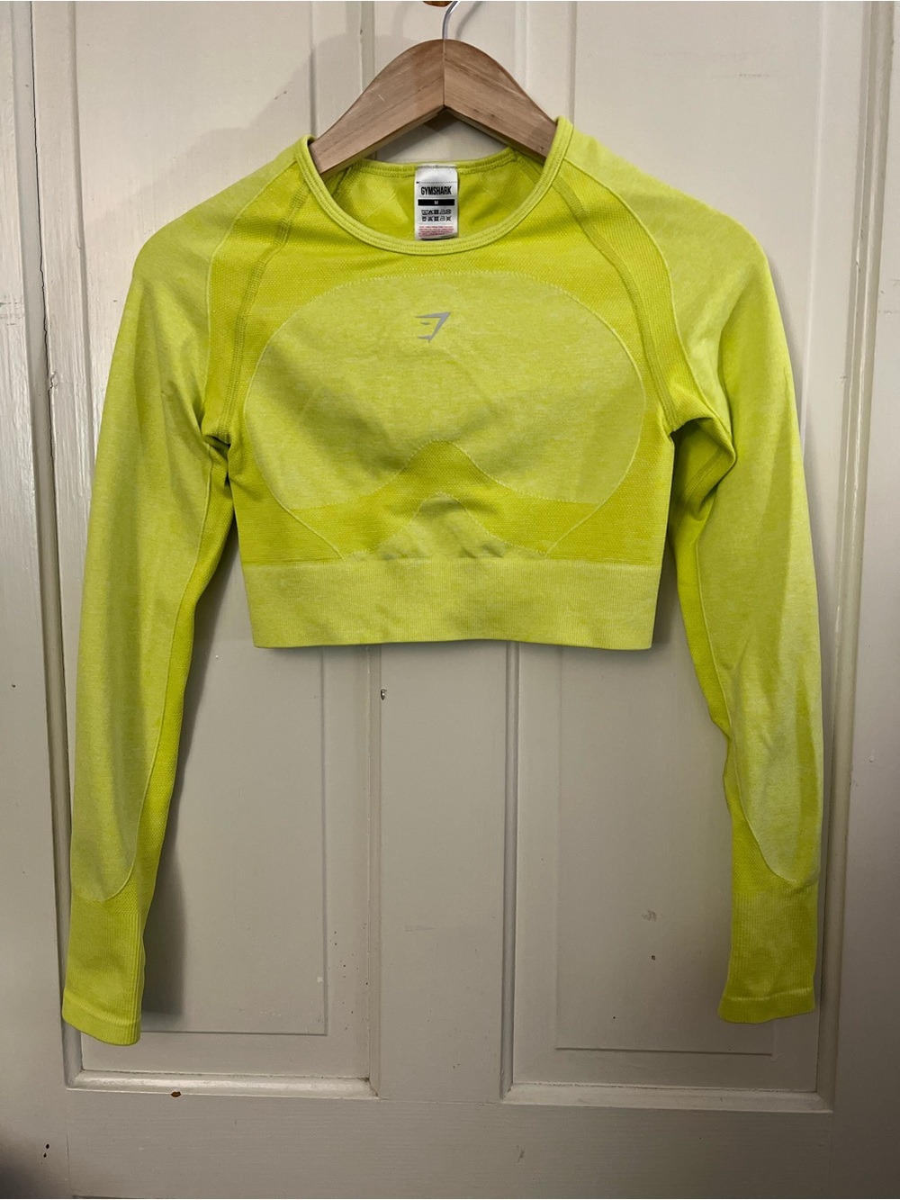 Gymshark Flex Sports Long Sleeve Crop Top Glitch Yellow Marl Size Medium